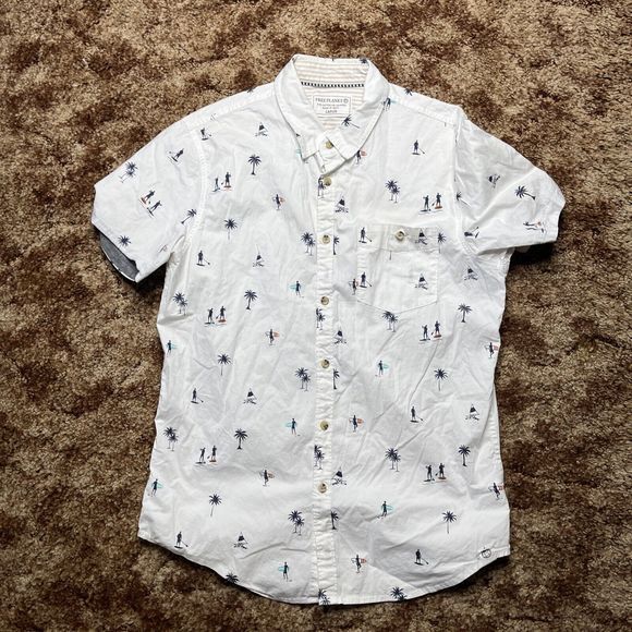 Free Planet Shirt Mens Large Button Down Short Sleeve - Picture 1 of 7